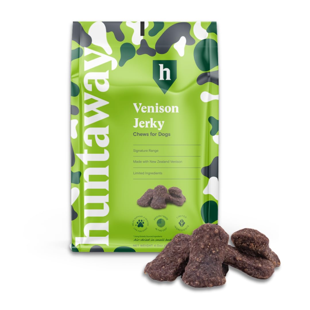 Premium Wild Venison Jerky Dog Treats - 4oz Natural Protein Snacks for Large & Small Breeds - High-Reward Training Treats & Healthy Chews for Active Dogs