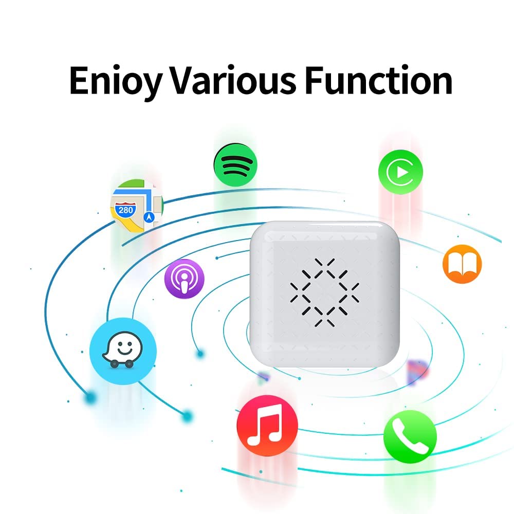 CarlinKit 3.0 Mini Wireless CarPlay Adapter - Convert Wired to Wireless CarPlay for iPhone iOS 10+ (2016+ Cars) | Seamless Music Streaming & Hands-Free Calling for Safer Driving