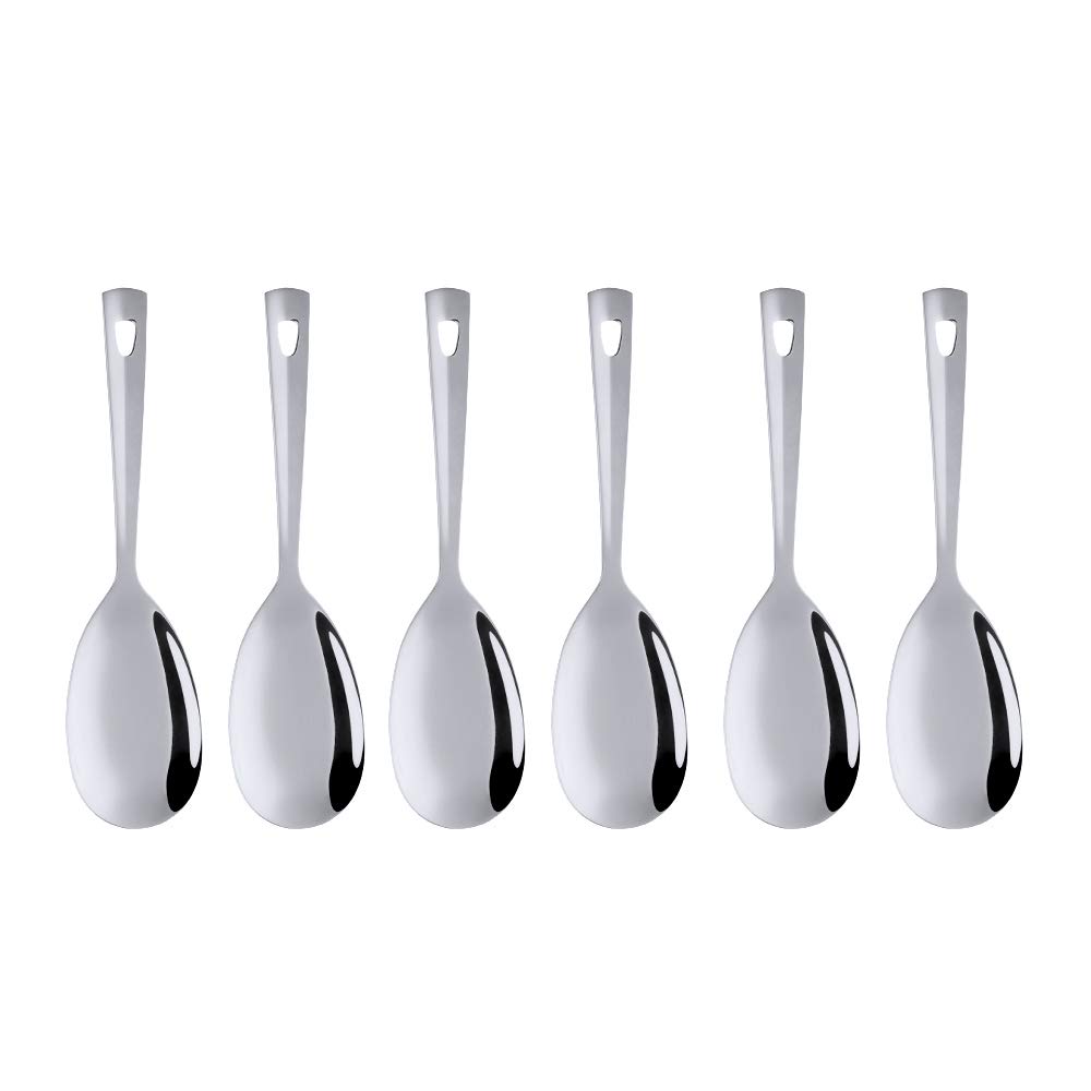 6-Piece Stainless Steel Titanium Plated Salad Serving Set - Mirror Polished Heavy Duty Salad Spoons (10.3 Inches/26.2cm) for Home, Kitchen & Restaurant Use | Perfect for Dinner Parties, Buffets & Catering Events