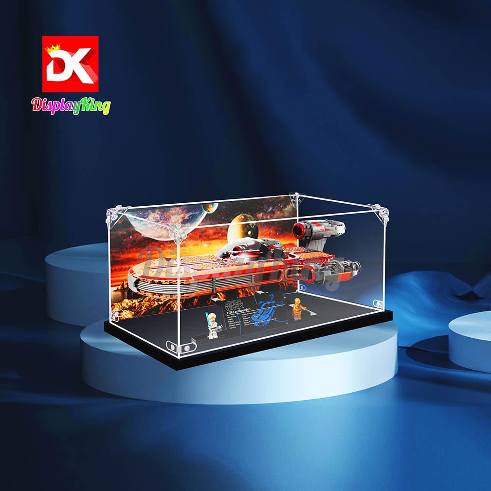 Premium Acrylic Display Case for LEGO Luke Skywalker's Landspeeder 75341 - Protective Showcase for Star Wars Collectibles (Lego Set Not Included) with Themed Background - Perfect for Home Decoration, Office Display & Gift Giving (US Stock)