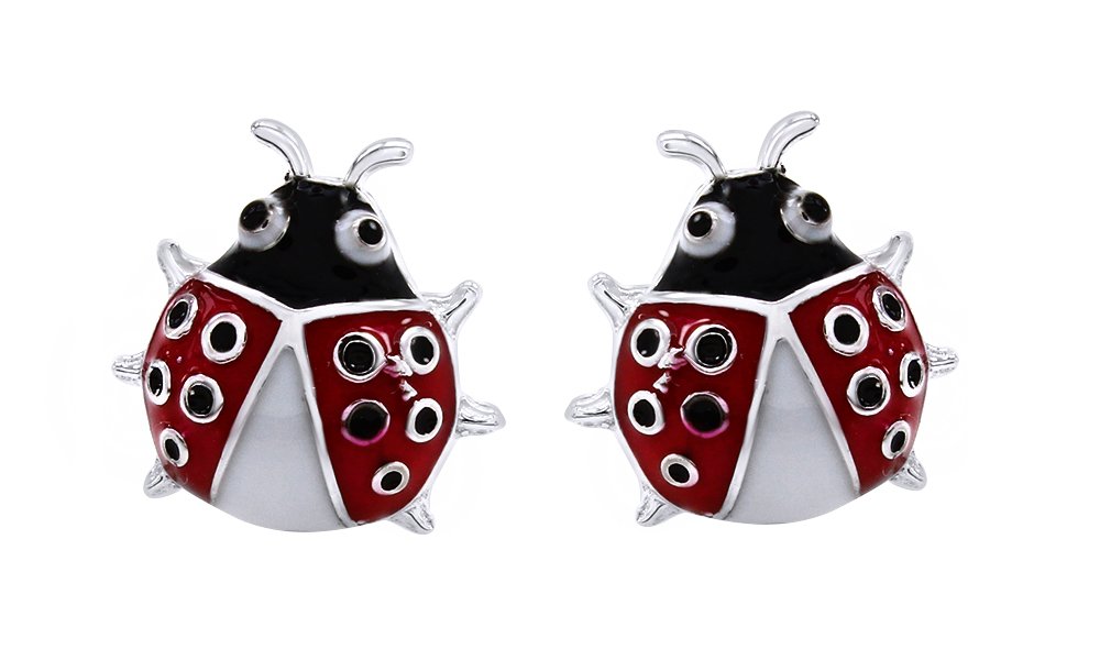 925 Sterling Silver AFFY Jewelry Multi-Color Enamel Ladybug Stud Earrings for Women - Perfect for Everyday Wear, Gifts & Special Occasions