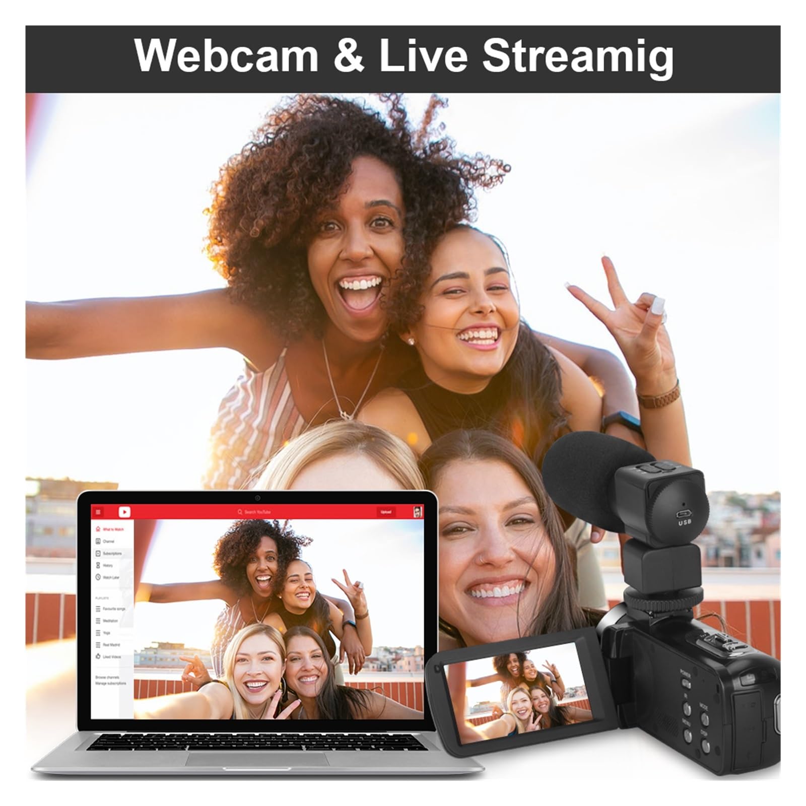 4K Time Lapse Video Camera with WiFi - 48MP Digital Camcorder for Streaming, Vlogging & Outdoor Photography (No SD Card Included) - Perfect for YouTube Content Creation, Travel Vlogging & Action Recording