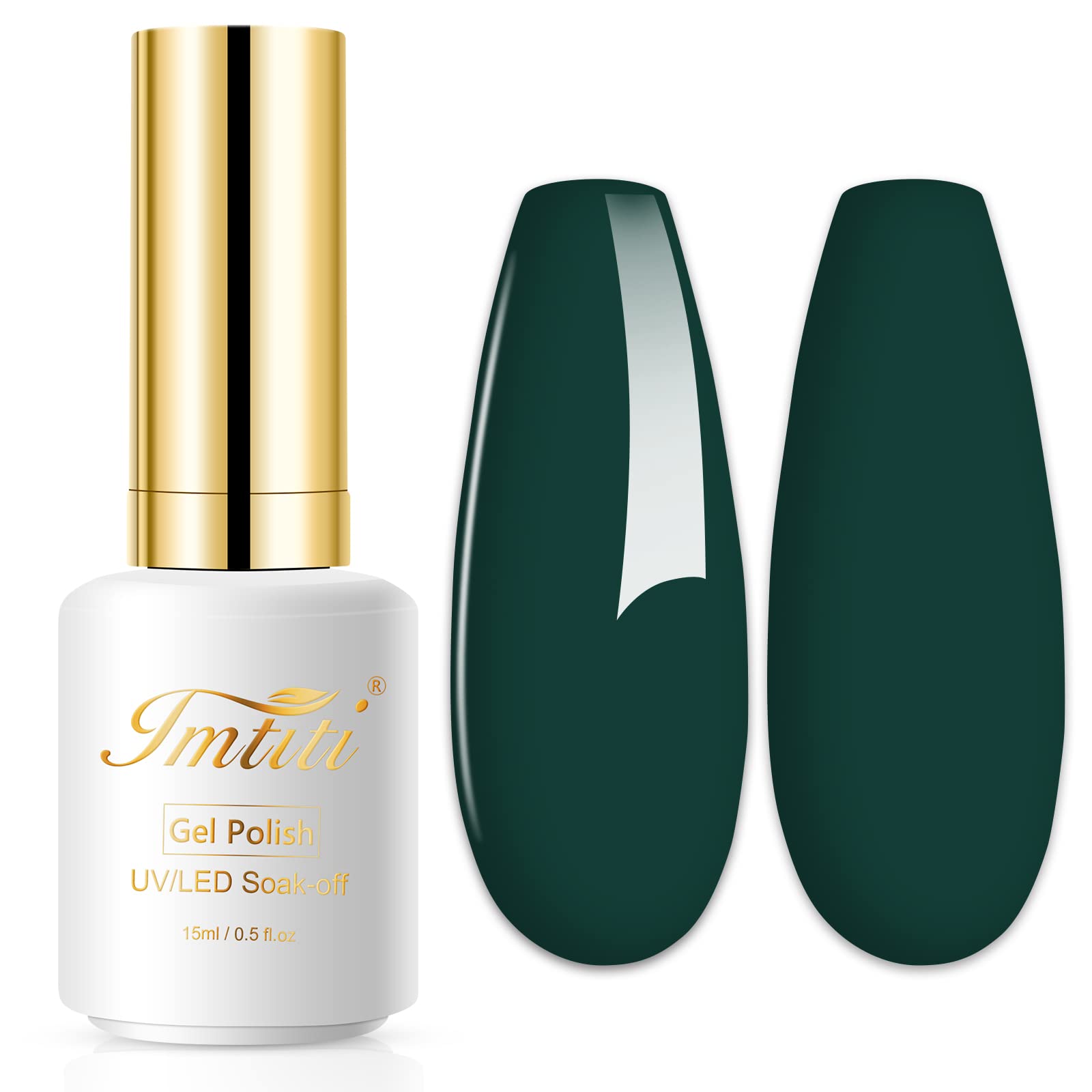 Imtiti Dark Green Gel Nail Polish - 0.5 Fl Oz Soak Off LED/UV Nail Gel for DIY Manicure & Nail Art | Salon-Quality Gel Polish Kit for Women & Girls | Perfect for Home Manicures, Nail Salons & Gift Giving