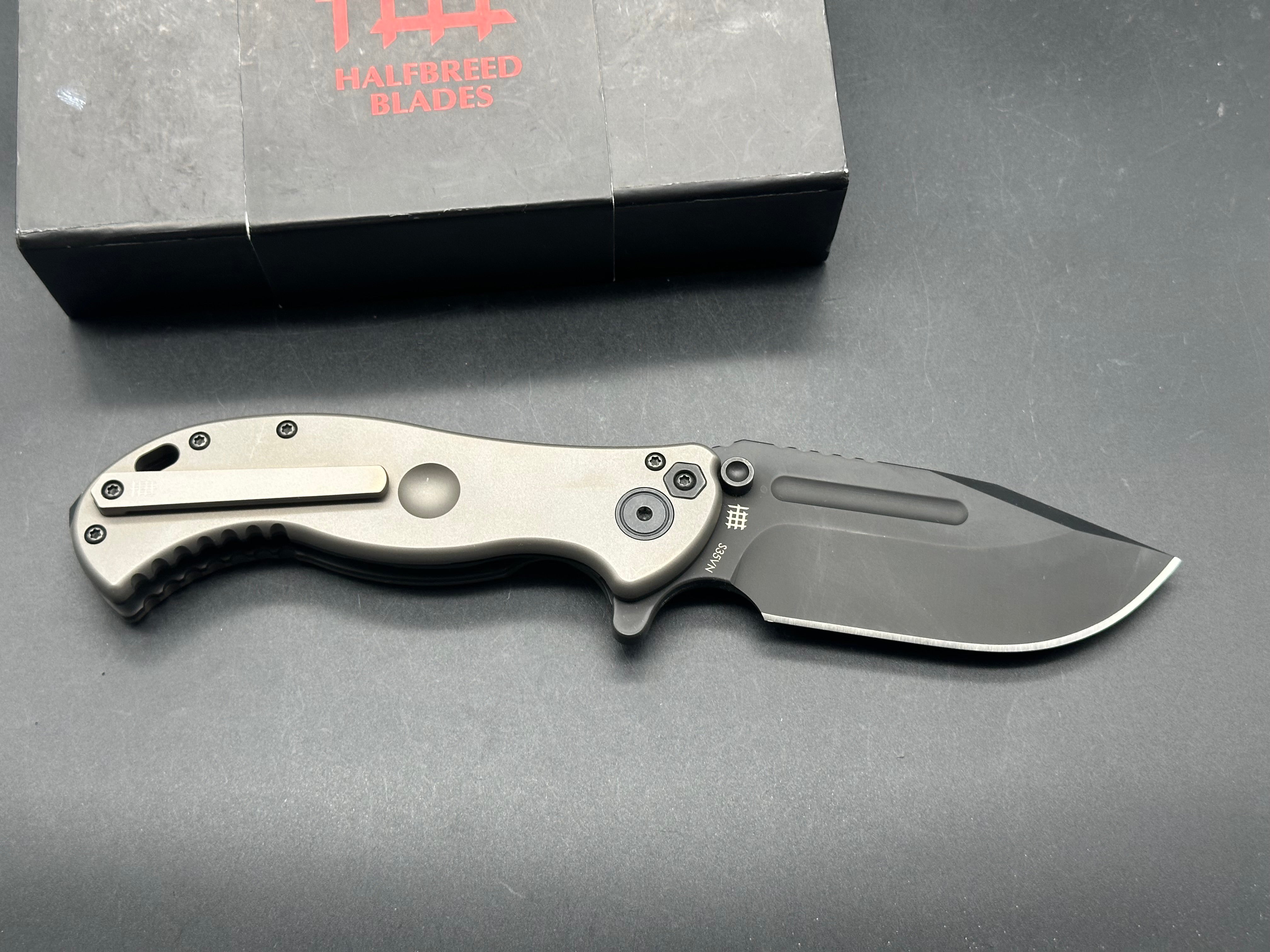 Halfbreed Blades Gen 1 Large Bushcraft Folding Knife - Premium Titanium Handle with S35VN Steel Blade - Ideal for Camping, Hunting & Outdoor Survival