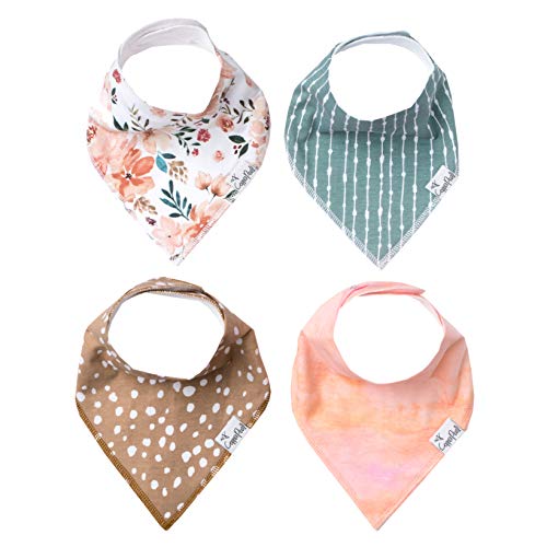 Copper Pearl Baby Bandana Bibs 4-Pack - Soft Drool Bibs for Teething Boys & Girls | Baby Shower Gift Set
