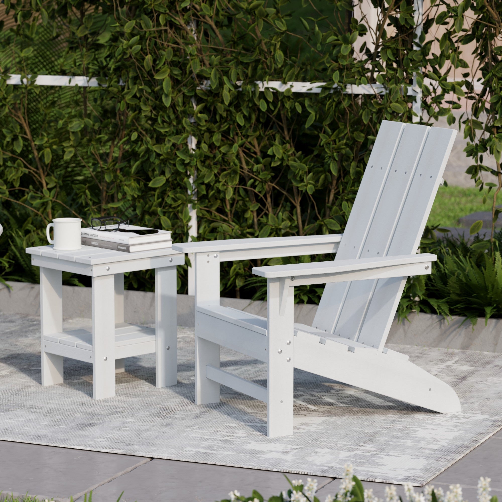 Freedom 3-Piece Modern Adirondack Chair Set with Side Table - Outdoor Patio Furniture for Backyard, Garden & Poolside Relaxation