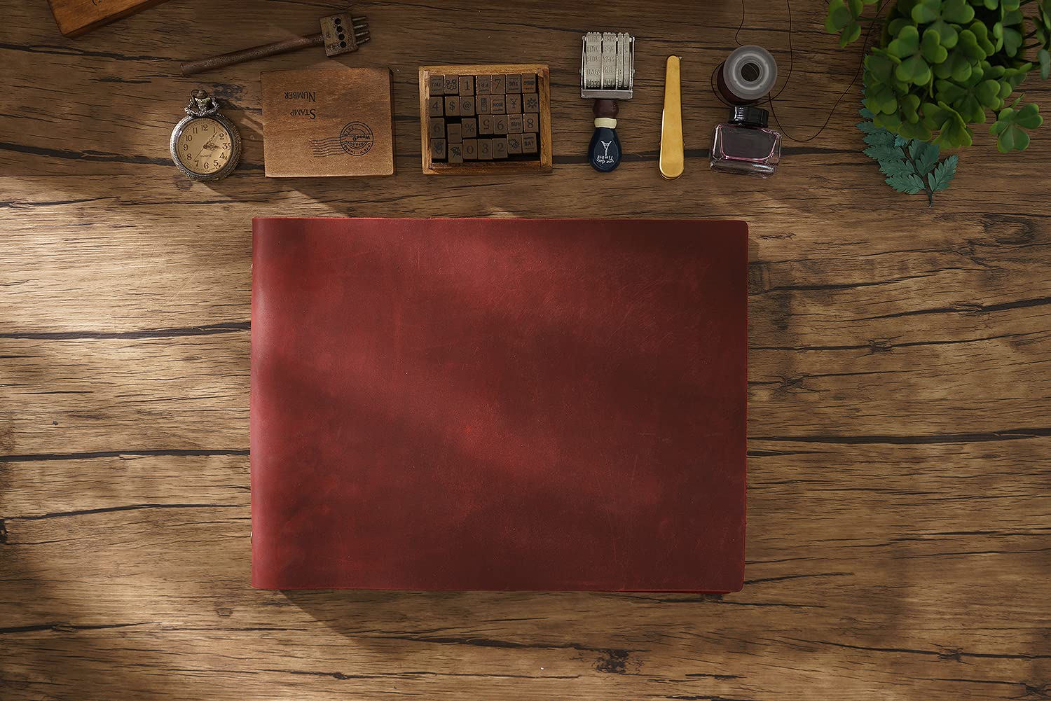 Premium Refillable A4 Leather Notebook - Vintage Leather Binder & Sketch Journal for Women & Men - 80 Sheets Burgundy Paper - Perfect for Office, School & Creative Writing