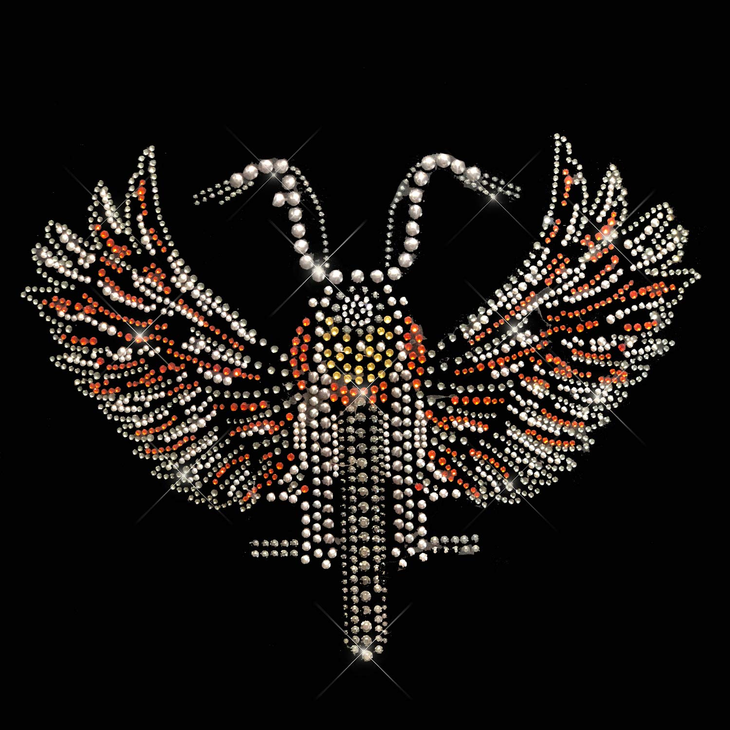Rhinestone Orange Angel Bike Iron-On Design - Sparkling Decal for Cycling Jerseys, Jackets & DIY Crafts - Perfect for Bikers & Fashion Enthusiasts