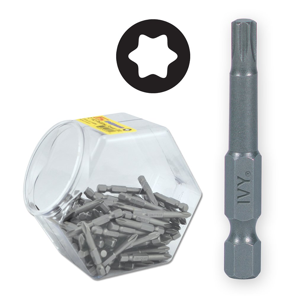 IVY Classic 45945 2-Inch T20 Torx Power Bit Set - 100-Pack Impact Plus Screwdriver Bits for Drills & Impact Drivers - Heavy Duty Construction, Automotive & DIY Projects