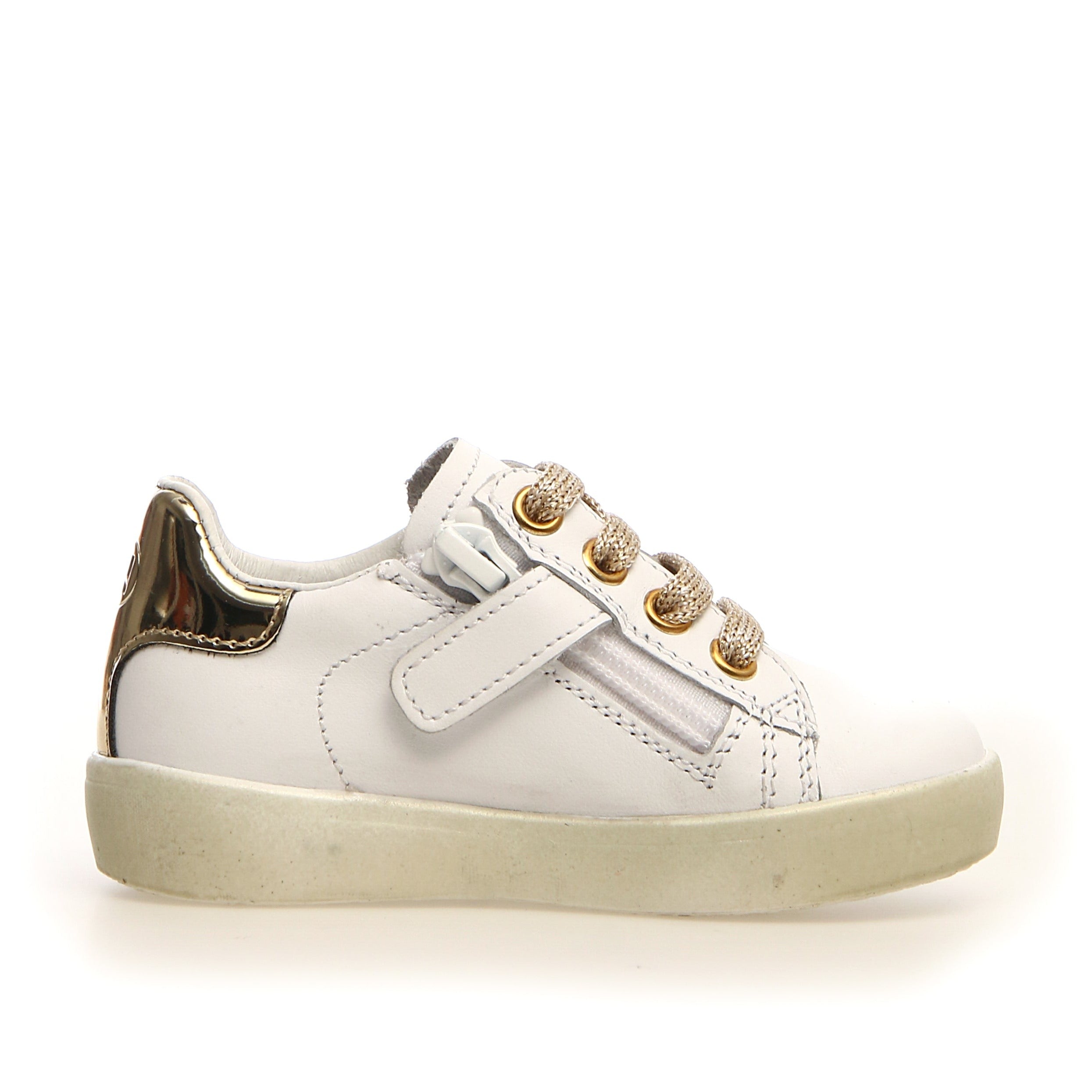 Naturino Annie Zip Sneakers for Girls and Boys - White/Platinum | Comfortable Kids Shoes for School, Play & Everyday Wear