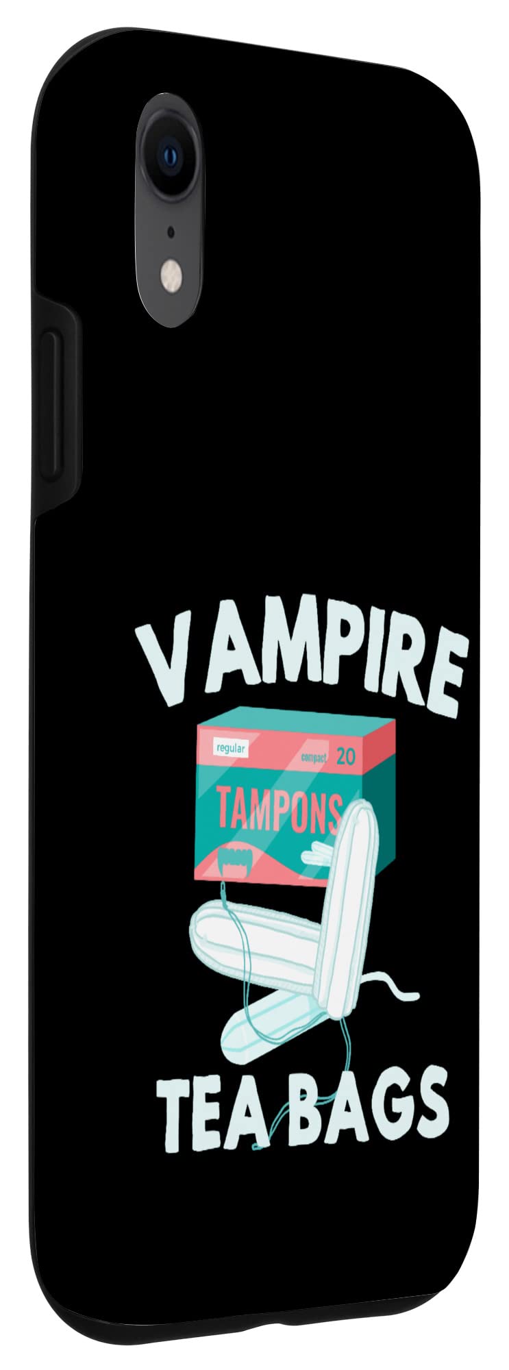 iPhone XR Case - Funny Vampire Tea Bags Tampon Horror Design for Men & Women - Perfect for Halloween, Cosplay & Humor Gifts