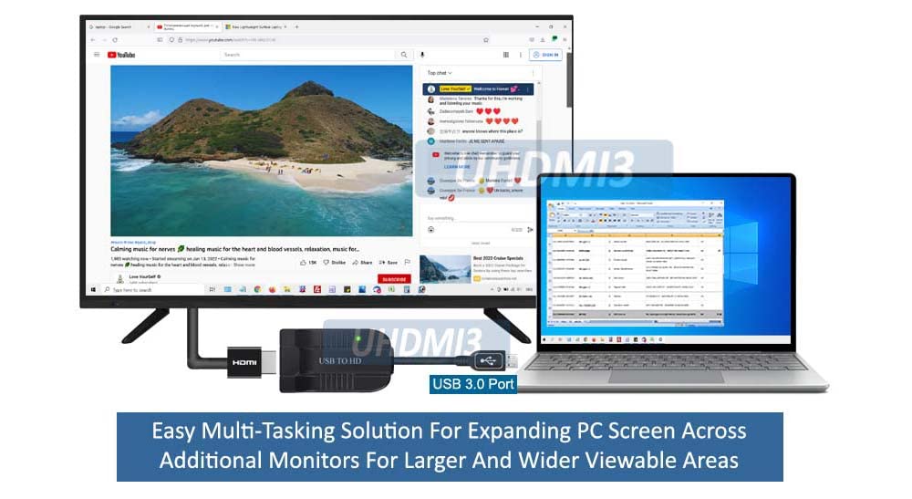 USB 3.0 to HDMI Adapter Converter - 4K Ultra HD External Video Graphics Card for Dual Monitor Setup | Supports HDMI Audio Output | Perfect for Home Office, Gaming & Multi-Tasking Workspaces