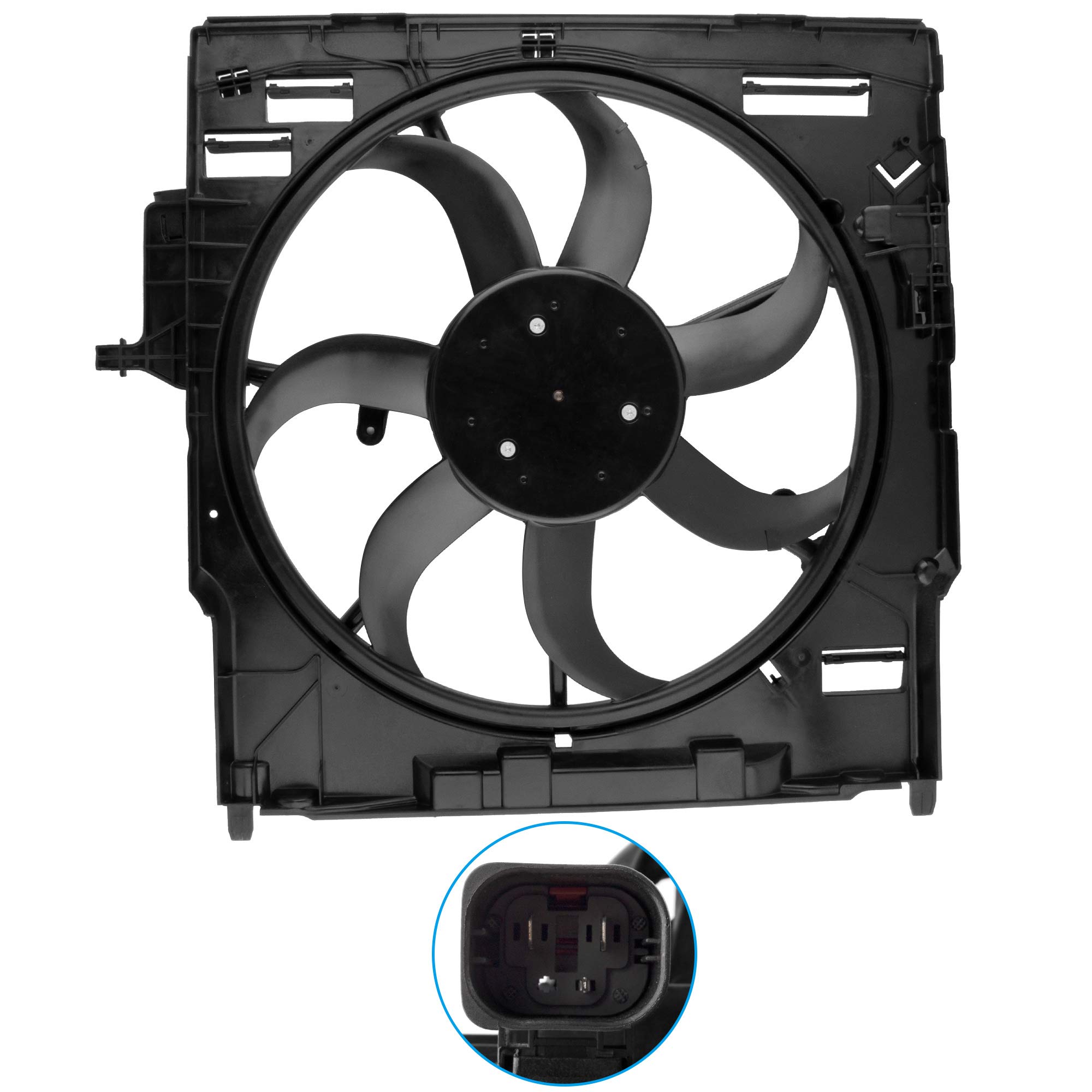 BOXI 17427533558 Engine Radiator Cooling Fan Assembly Compatible with BMW E70 X5 2007-2010 3.0L L6 & 4.8L V8 - Direct Replacement for OE# 17427598740 17428618240 - Perfect for Engine Overheating Prevention & Summer Driving