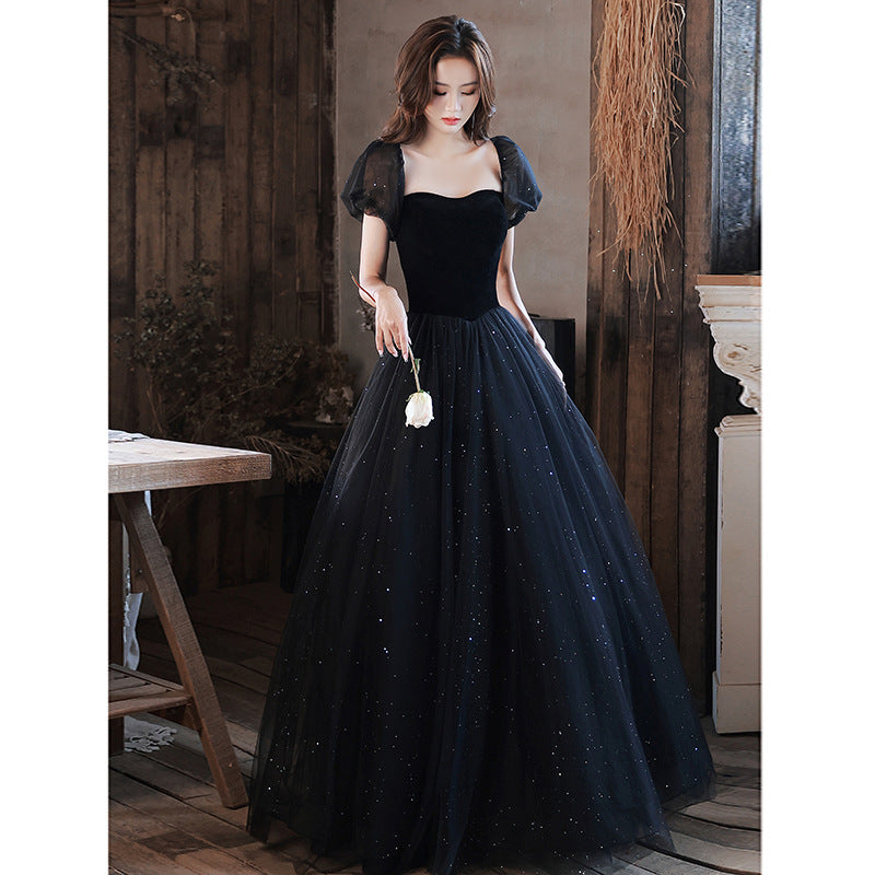 Elegant Black Tulle Long Prom Dress - Sweet Princess Party Gown for Formal Dances & Special Occasions | Perfect for Homecoming, Quinceañera & Evening Events