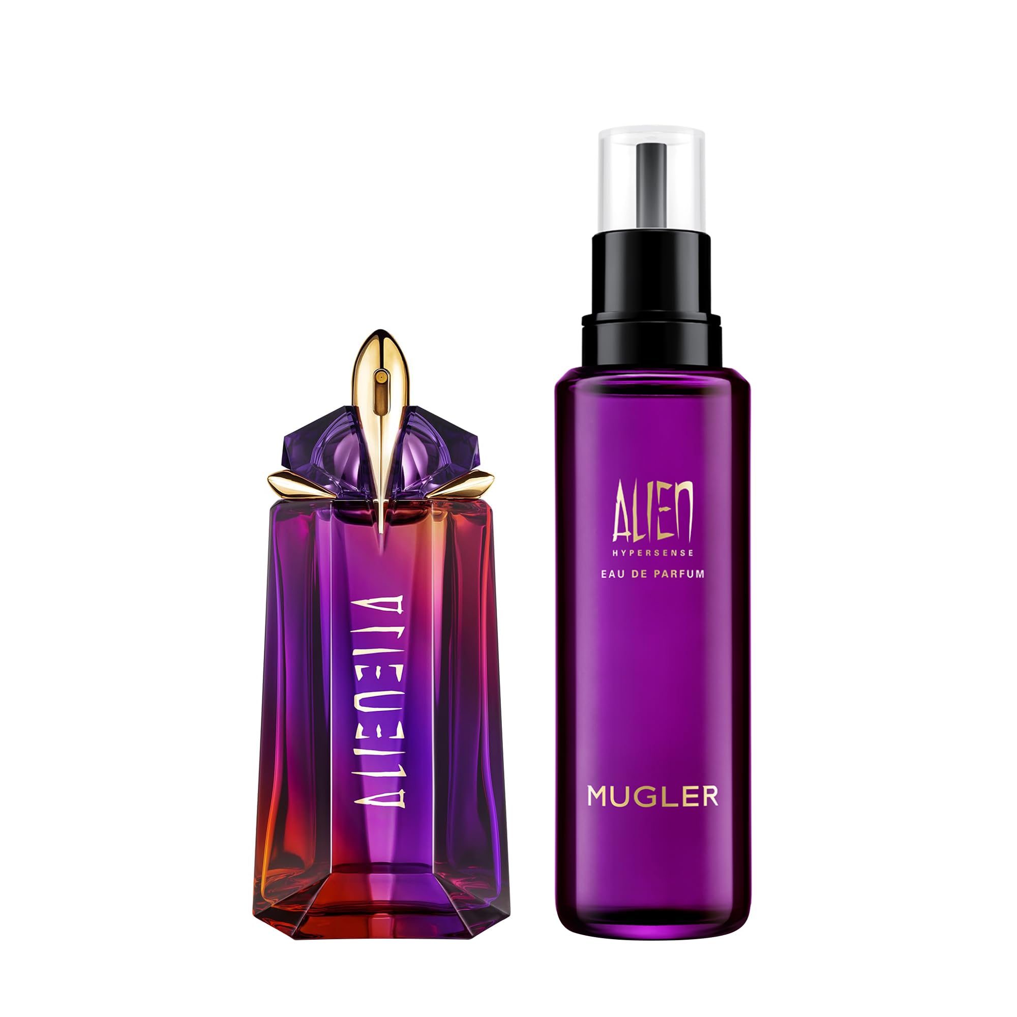 Mugler Alien Hypersense Eau de Parfum for Women - Floral Woody Perfume with Green Mandarin, Pear, Jasmine & Cashmere Notes - 2oz Refillable Bottle + 3.3oz Refill - Luxury Fragrance for Evening Events, Date Nights & Special Occasions