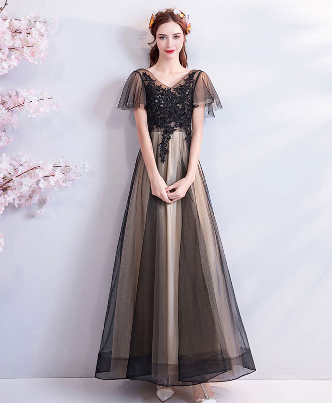 Elegant Black Tulle Long Prom Dress & Evening Gown - Perfect for Homecoming, Formal Dances, Weddings & Special Occasions
