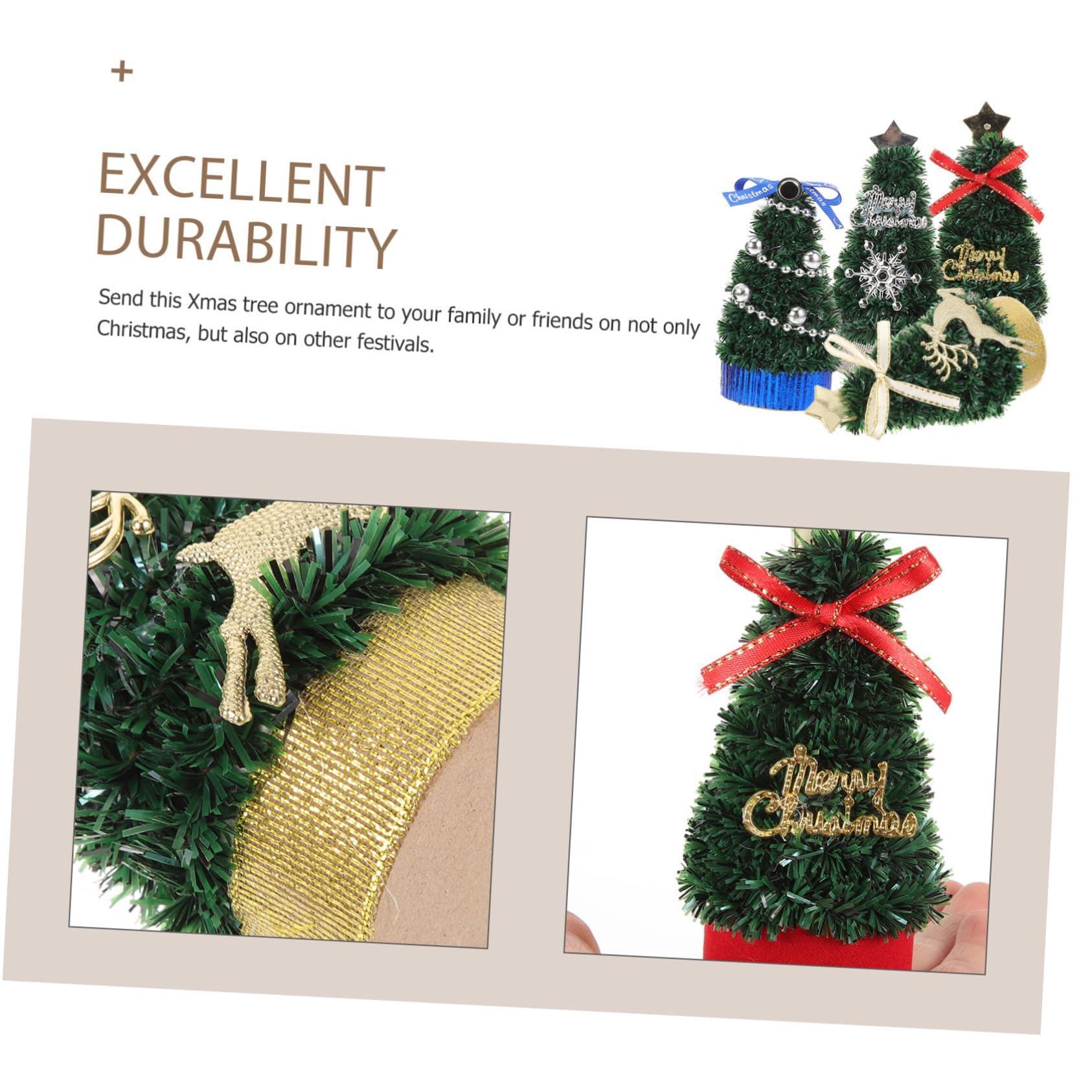 OSALADI 4-Piece Mini Christmas Tree Set - Small Plastic Xmas Tree Decorations for Desktop, Tabletop, Holiday Home Decor - Perfect for Office, Living Room & Christmas Party Decor