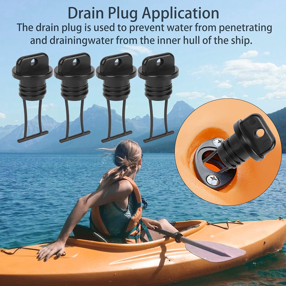 **Universal Nylon Kayak Drain Plugs - Threaded Replacement Plug for Kayak, Dinghy, Canoe & Boat Hull Drain Holes - Waterproof Stopper Accessories for Marine & Outdoor Water Sports**