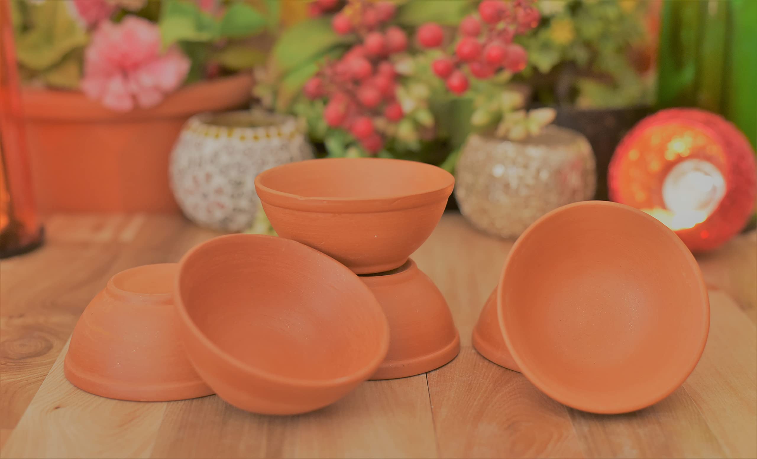 Premium Handcrafted Shriyam Clay Katori Set - 6 Pack Earthenware Serving Bowls for Yogurt, Salad, Fruits & Indian Cuisine | Microwave & Dishwasher Safe | Eco-Friendly Traditional Tableware for Home Dining & Party Serving