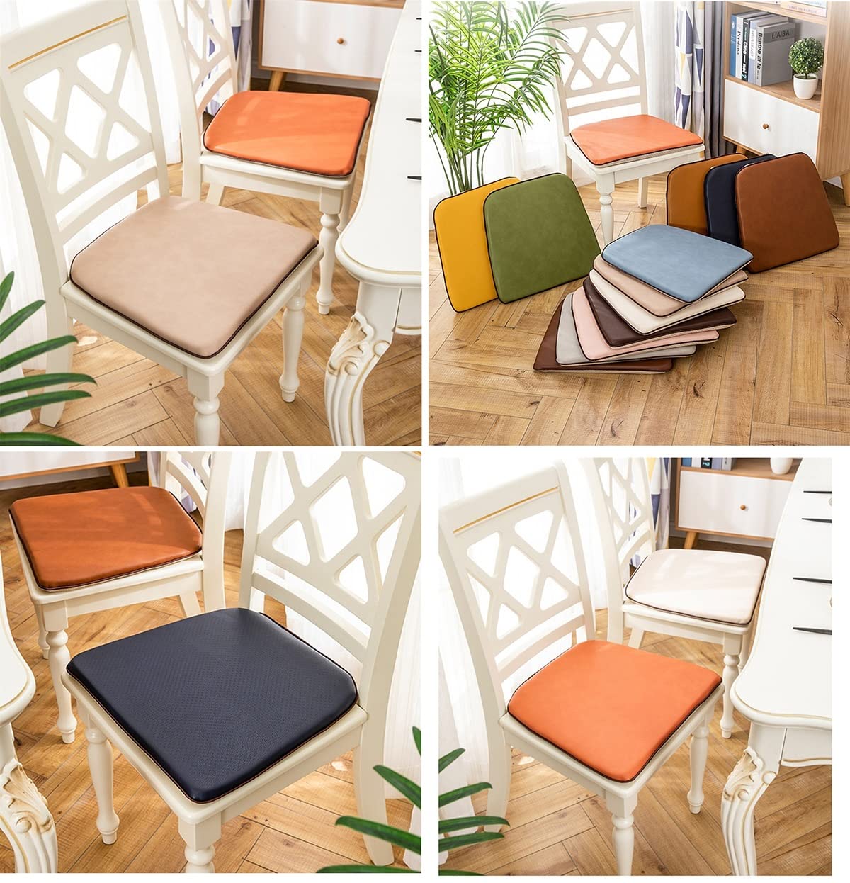 Premium Waterproof Leather Dining Chair Cushions - 1/2/4 Pack Non-Slip U-Shaped Kitchen Seat Pads (40x44cm) - Orange Red Home Decor for Dining Room, Restaurant & Office Use