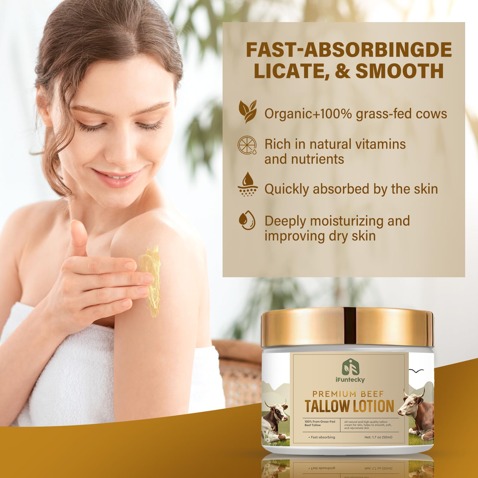 Natural Tallow Face Moisturizer & Balm for Smooth Skin - Reduce Redness & Cracks | Daily Skincare