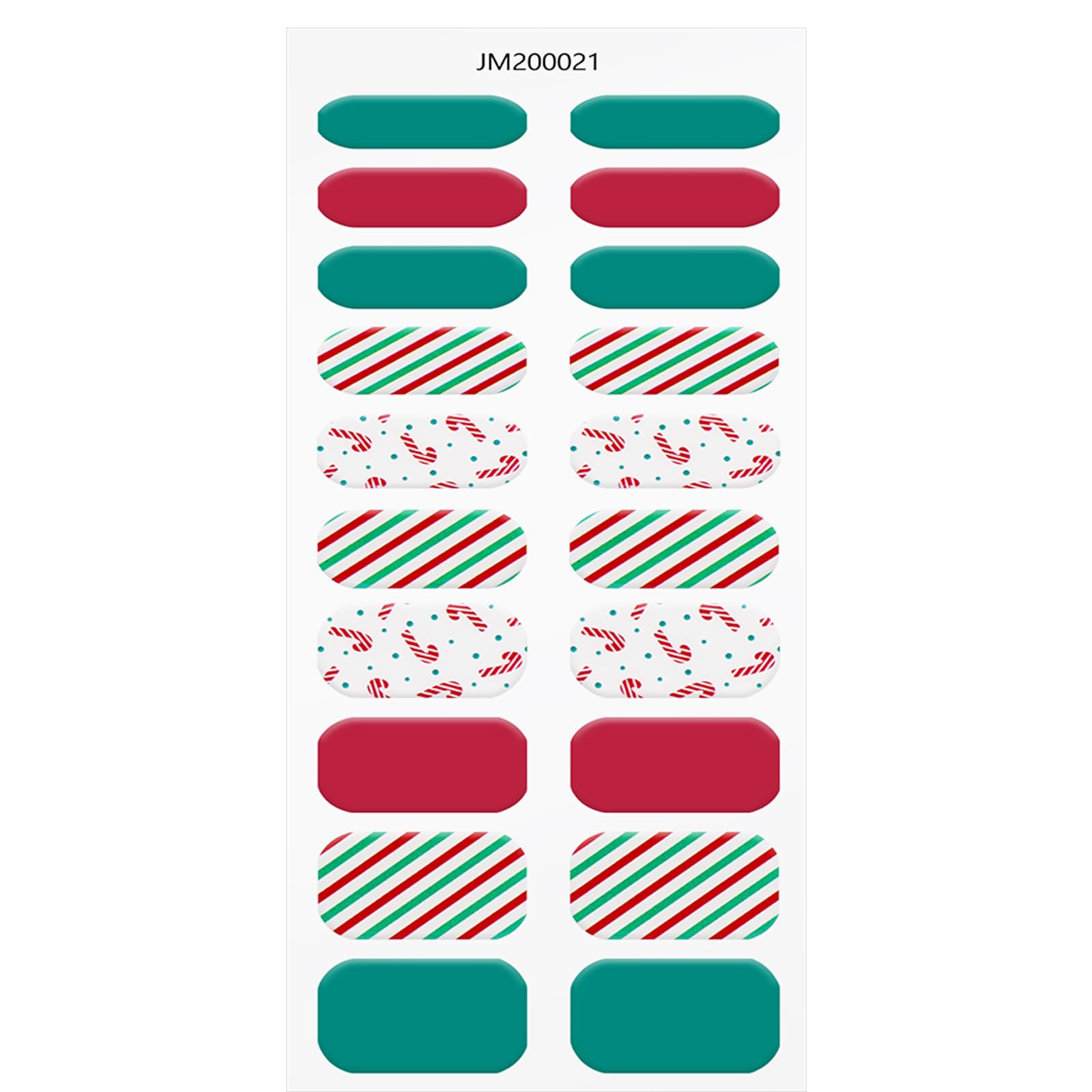 JMEOWIO Christmas Cute Green Red Semi-Cured Gel Nail Stickers - Long Lasting UV/LED Nail Strips for Holiday Nail Art Designs & Decorations - Perfect for Christmas Parties, Gifts & Festive Nail Looks
