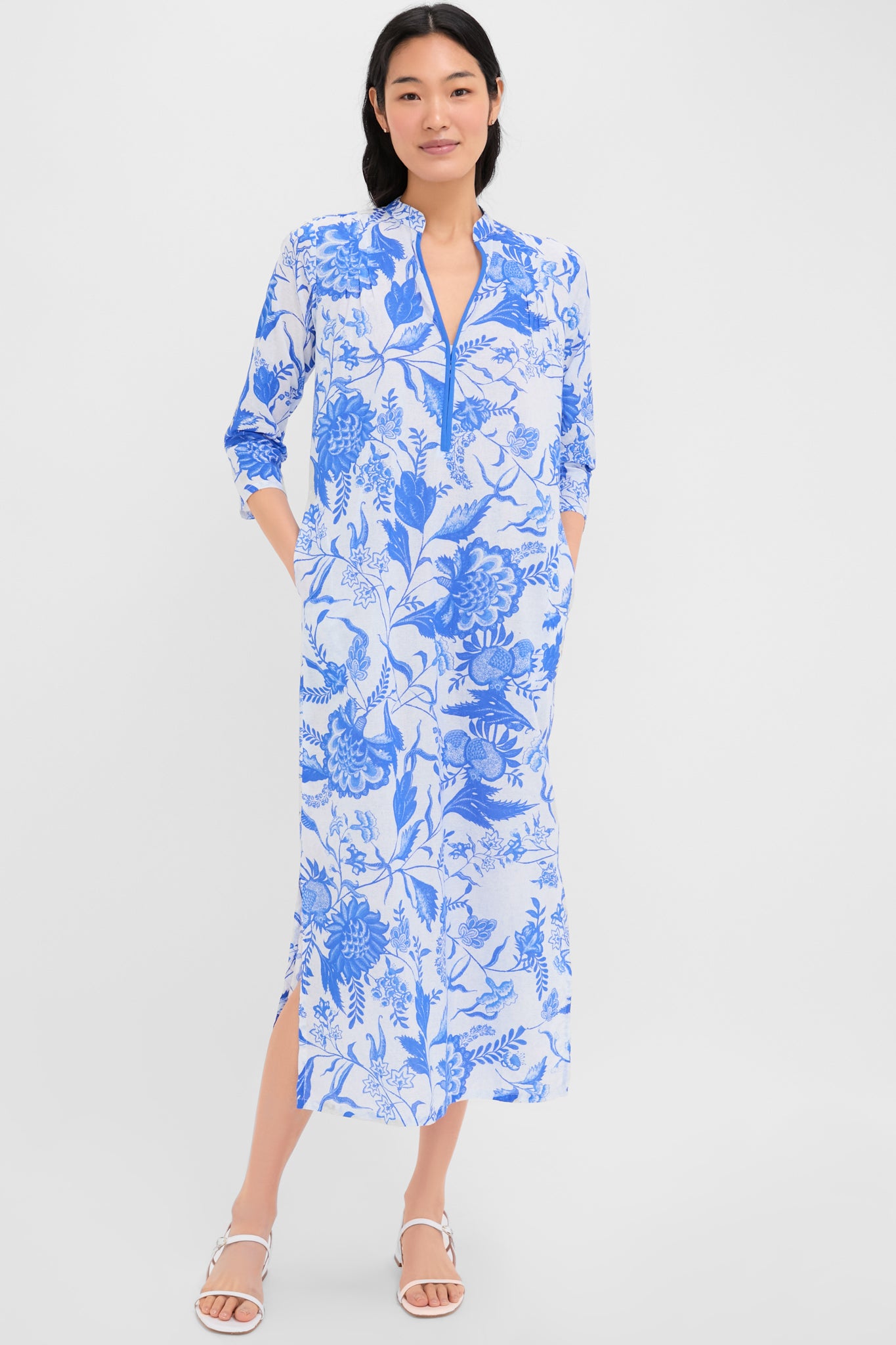Blue Tiffany Asha Long Kurta for Women | Elegant Embroidered Indian Tunic Top | Perfect for Festivals, Weddings & Casual Wear