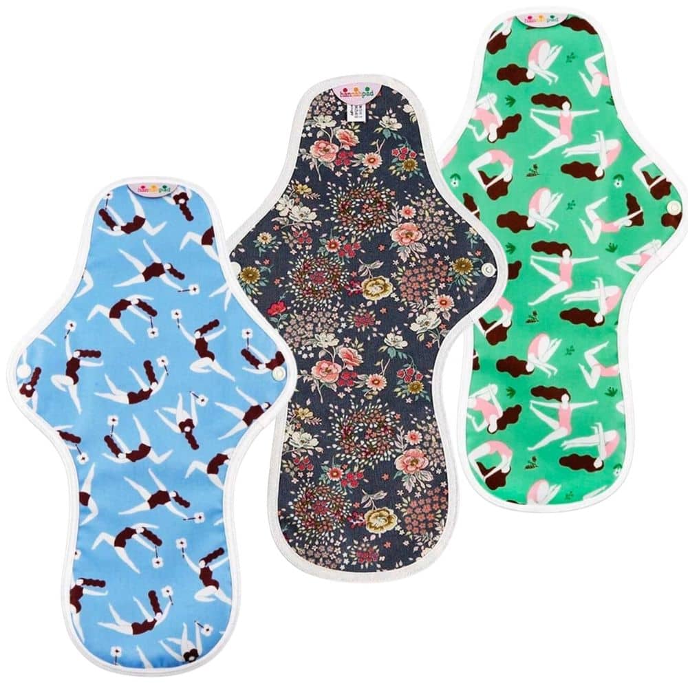 Hannah: Reusable Organic Cotton Cloth Pads - Large/Overnight Size, Eco-Friendly Menstrual Pads for Women (Random Patterns) | Comfortable & Leak-Proof for Night Use, Travel, and Active Lifestyles