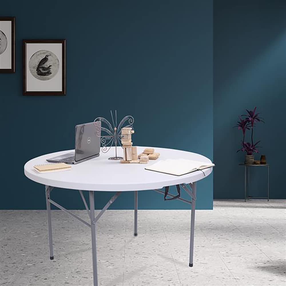 AceX 48 Inch Round Folding Table with Chairs - Heavy Duty 881.85Lb Capacity, Fold-in-Half Design with Carrying Handle & 4 Steel Feet - Perfect for Backyard, Garden, Beach, Picnic, Party, Camping & Outdoor Events