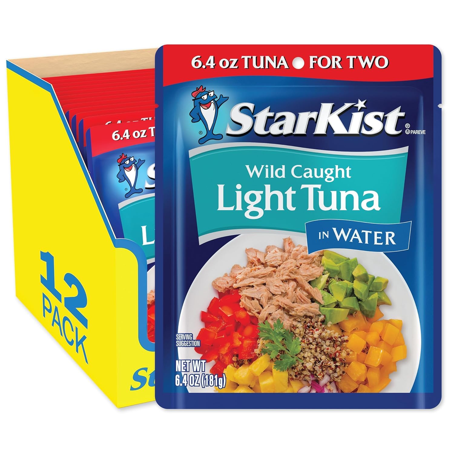 StarKist Chunk Light Tuna in Water - 6.4 Oz Pouch (Pack of 12) | High Protein, Low Mercury, Wild Caught | Perfect for Salads, Sandwiches & Emergency Food Storage