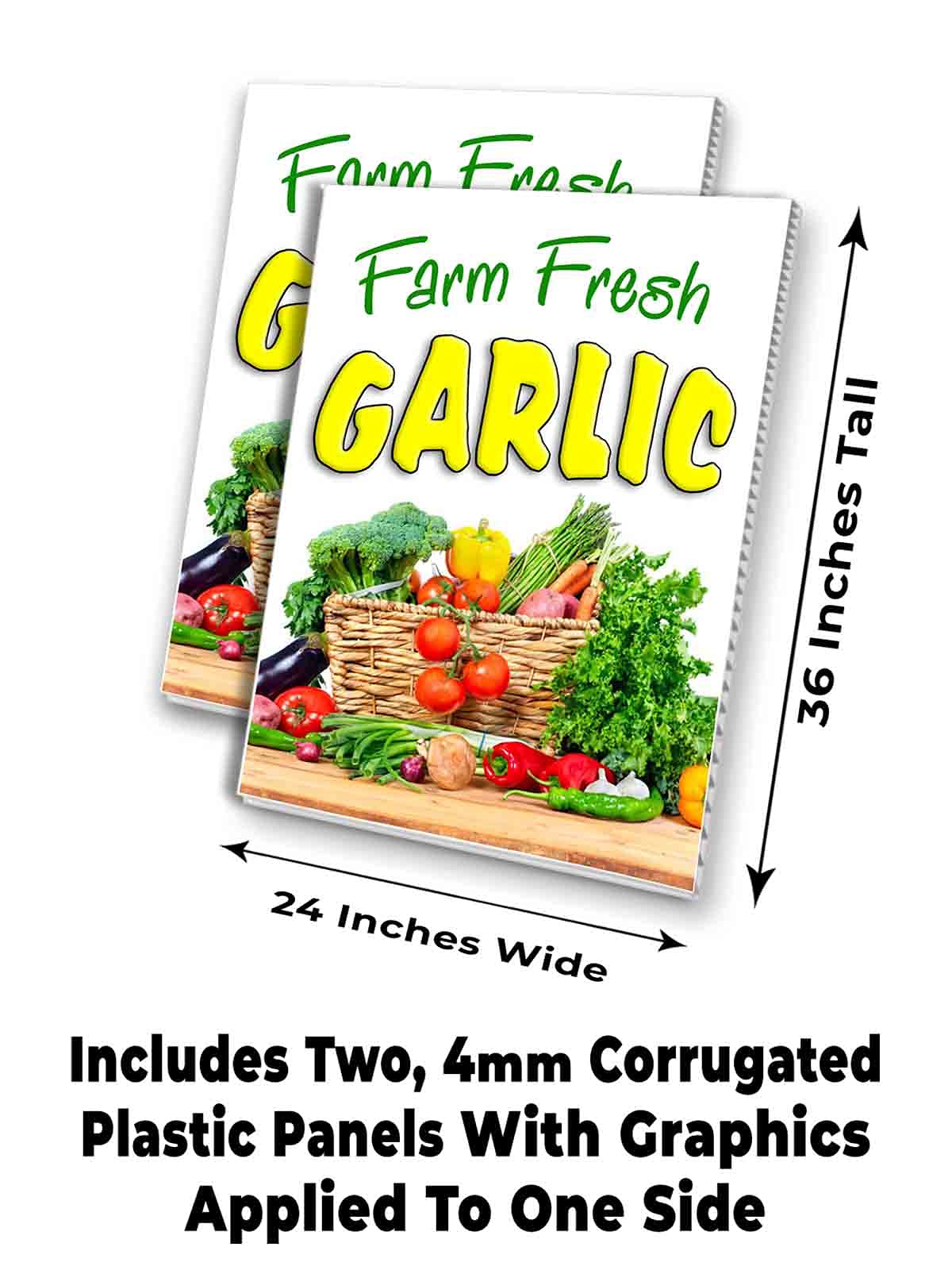 Premium 4mm Corrugated Plastic Panel with Farm Fresh Garlic Print (24