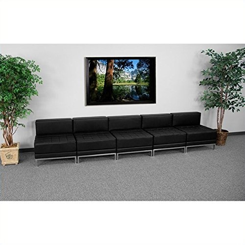 BOWERY HILL 3-Piece Black Lounge Set - Ultra Soft Sectional Sofa with Ottoman for Living Room, Bedroom & Apartment Decor