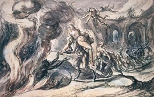 Vintage Eurydice in Hell 1620 Art Print by Hermann Weyer - German Pen Ink & Gouache Reproduction (18x24 Inch) - Pushkin Museum Fine Arts Moscow Poster - Perfect for Home Decor, Office Wall Art & Gift Ideas