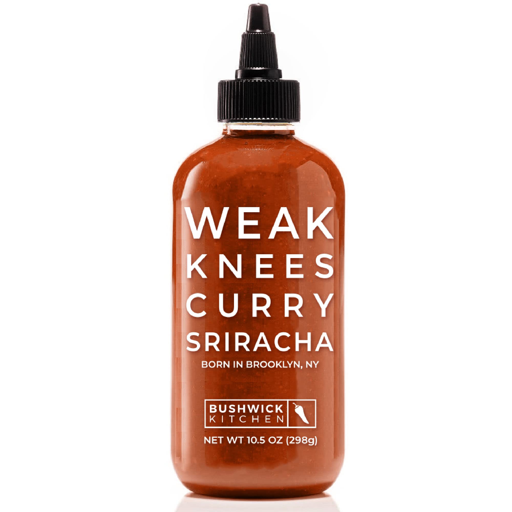 Weak Knees Curry Sriracha Hot Sauce - 10.5oz Spicy Sriracha & Gochujang Chili Paste Blend with Curry Spices in Squeeze Bottle - Perfect for Wings, Tacos, Ramen & Foodie Gifts
