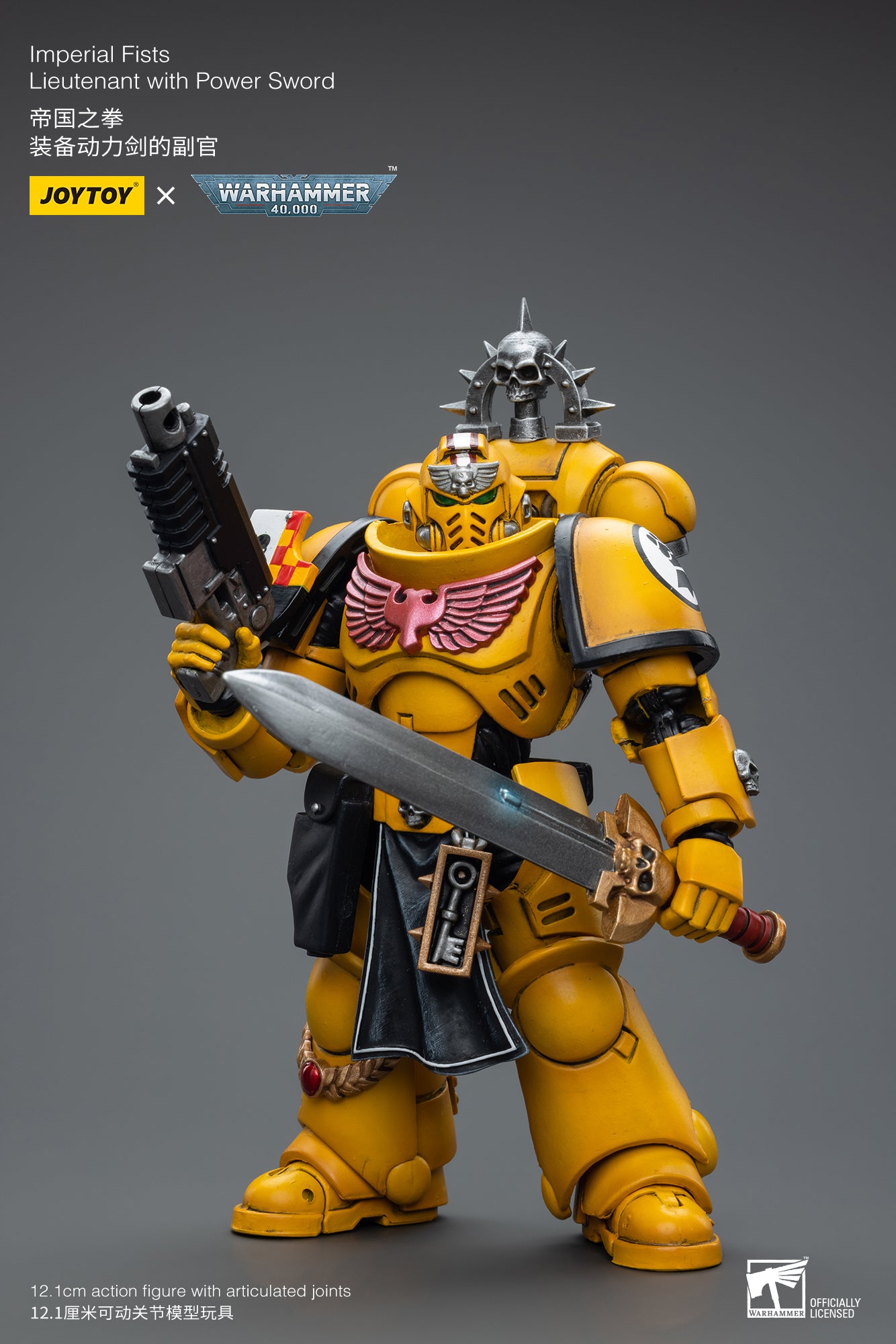 1/18 JOYTOY Warhammer 40K Imperial Fists Lieutenant Action Figure with Power Sword - Collectible Miniature for Tabletop Gaming & Display