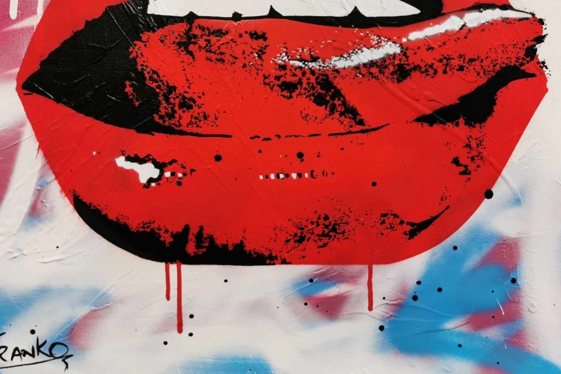60cm x 60cm Lips Pop Art Canvas Painting - Modern Abstract Wall Decor for Living Room, Bedroom & Office - Unique Gift for Art Lovers