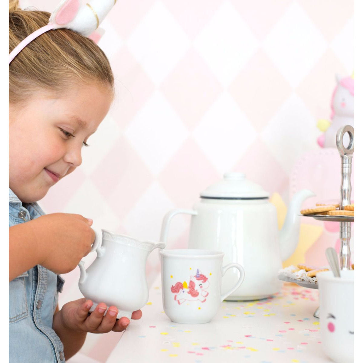 A Little Lovely Company Set of 2 Unicorn Themed Tea Cups - Perfect for Kids Birthday Parties, Unicorn Themed Events & Magical Tea Time