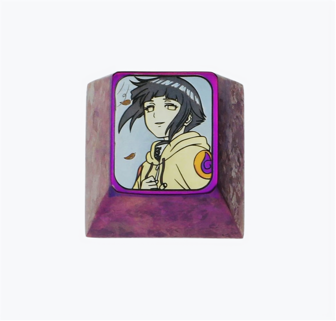 Naruto Anime Hyuga Hinata 1U Titanium Alloy Keycaps for Mechanical Keyboards - Perfect for Gaming & Typing Enthusiasts