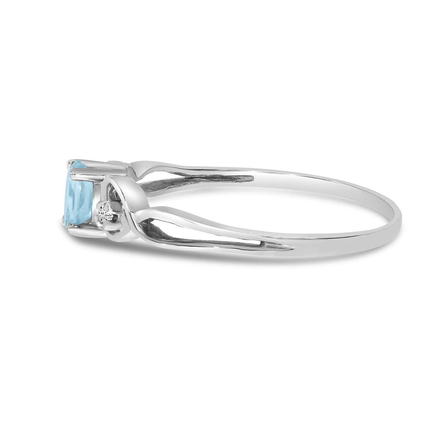10K White Gold Oval Aquamarine and Diamond Engagement Ring for Women - Elegant Wedding, Anniversary, or Promise Jewelry Gift