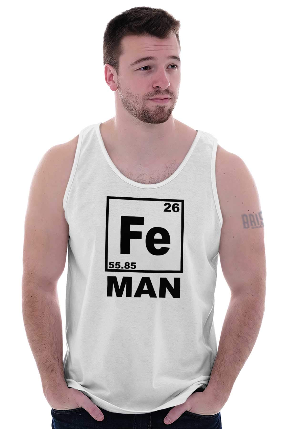 Fe Iron Science Elements Superhero Tank Top - Sleeveless Graphic Tee for Men | Perfect for Science Geeks, Comic Con & Casual Wear