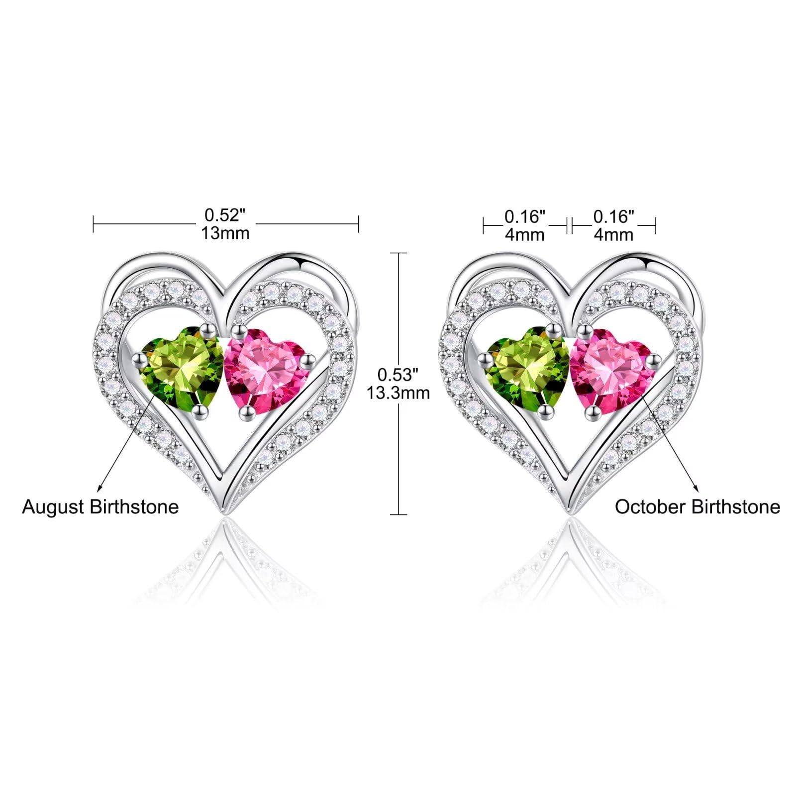 925 Sterling Silver Birthstone Heart Earrings for Women - Elegant Anniversary, Birthday Gift for Wife, Girlfriend, Mom | Perfect for Valentine's Day, Mother's Day & Special Occasions
