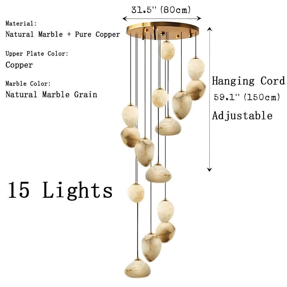 Elegant Sage Green Marble Chandelier - Modern Crystal Ceiling Light Fixture for Dining Room, Living Room & Bedroom Decor