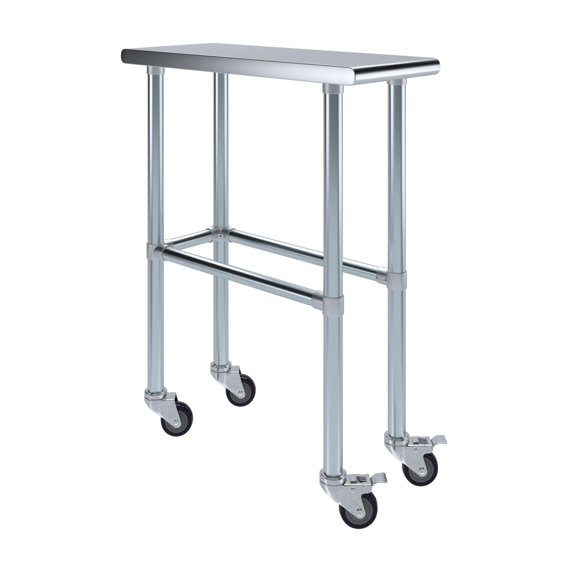 AmGood Stainless Steel Work Table with Open Base & Wheels - Heavy Duty Metal Workbench 12