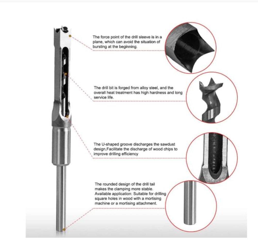 High-Speed Steel (HSS) Twist Drill Bit Set - 8mm Woodworking Drill Kit with Square Auger & Mortising Chisel | Perfect for DIY Projects, Furniture Making & Home Renovations