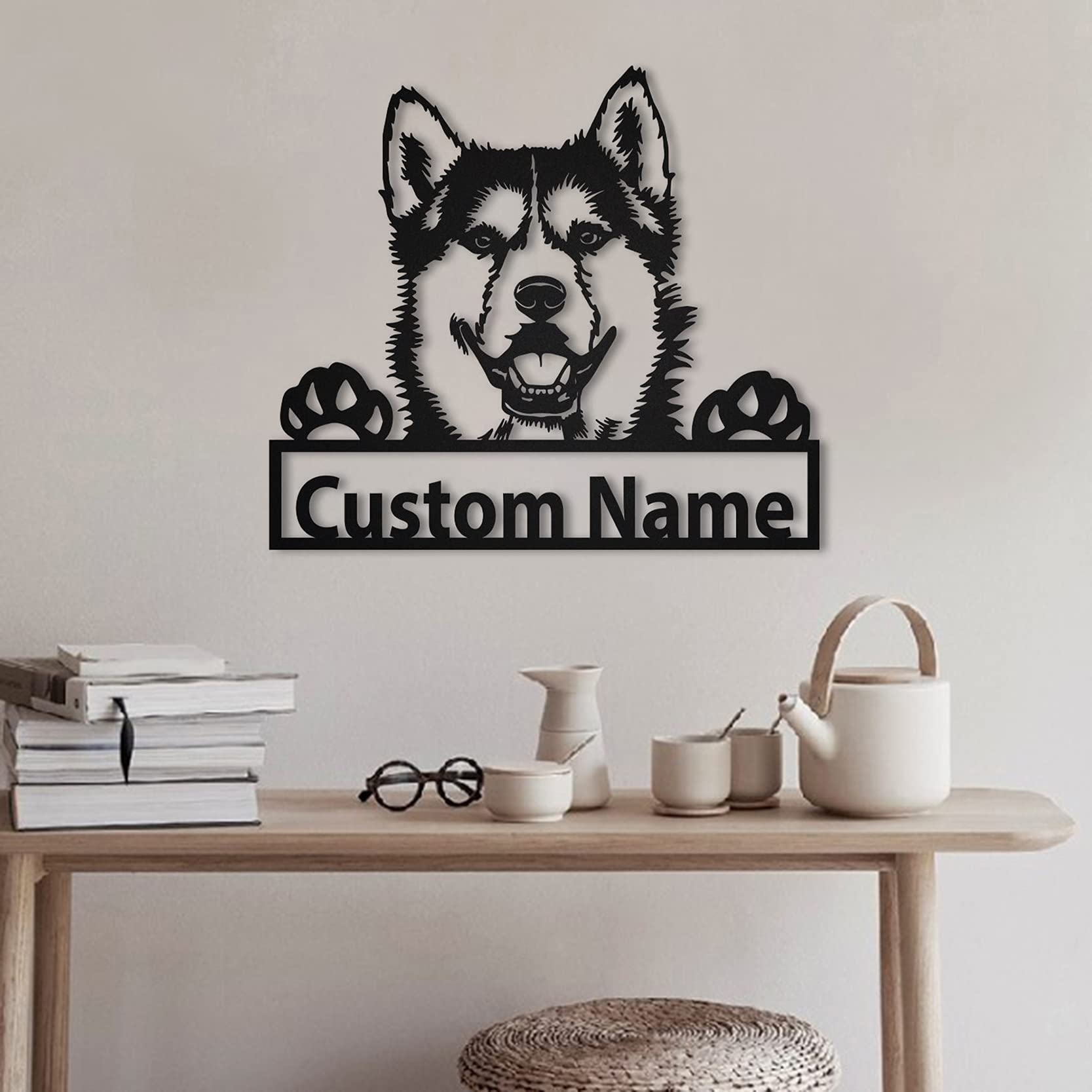 Custom Siberian Husky Dog Wooden Sign - Personalized Pet Memorial Art - Unique Dog Lover Gift for Home Decor, Birthday & Christmas Present - Perfect for Living Room, Bedroom or Office Wall