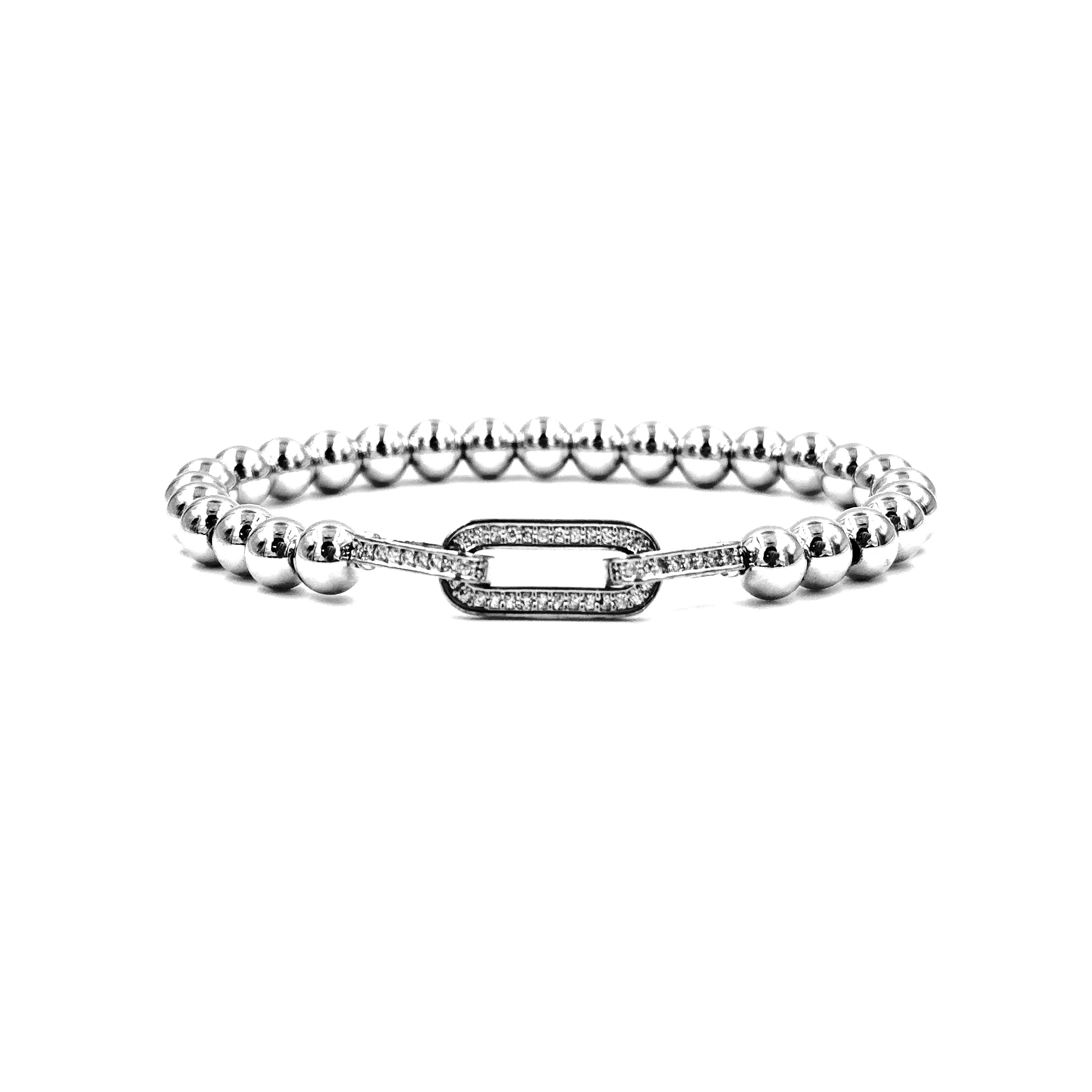Ashley Gold Stainless Steel CZ Encrusted Link Chain Stretch Bracelet for Women - Elegant Jewelry Gift for Birthday, Anniversary & Special Occasions
