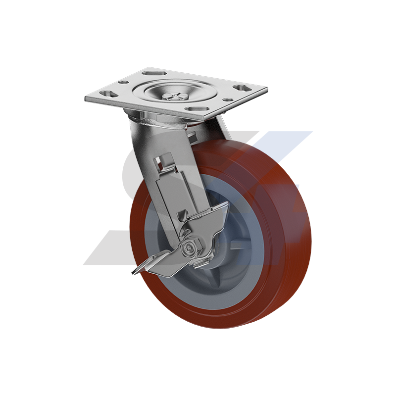 6 x 2 Inch Heavy Duty Zinc Swivel Caster Wheels with Side Tread Lock Brake - Industrial Grade Casters for Carts, Furniture, and Equipment (Model C011.669) - Perfect for Warehouses, Workshops, and Home Use