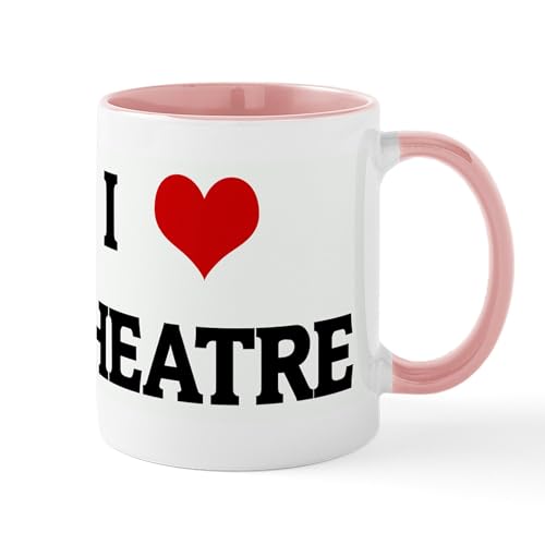 White/Pink Inside - I Love THEATRE Mug