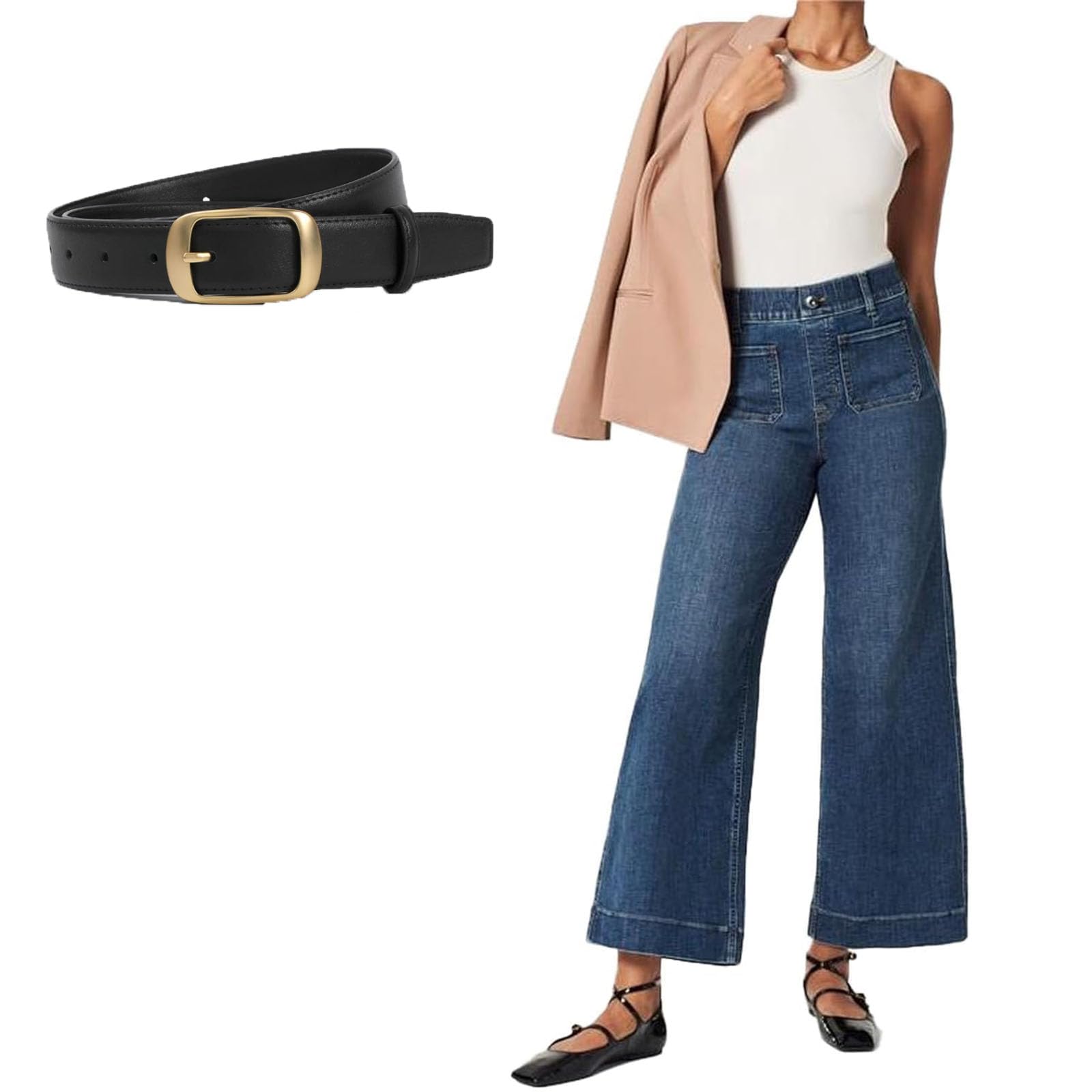 Curva Chic High-Rise Tummy Control Wide Leg Cropped Jeans - Oprah's Favorite Stretch Denim Pants for Women | Perfect for Work, Casual Outings & Special Occasions