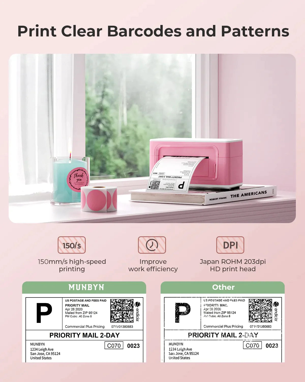 MUNBYN P941B Upgraded Bluetooth Thermal Label Printer - High-Speed Wireless Barcode Printing for Ecommerce, Shipping & Retail (Ideal for Amazon FBA, Shopify & Small Business Logistics)